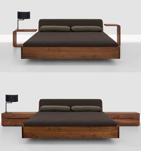 Solid Wood Beds - Fusion bed with upholstered headboard by .