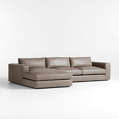 Oceanside Leather 2-Piece Left-Arm Chaise Sectional Sofa | Crate .