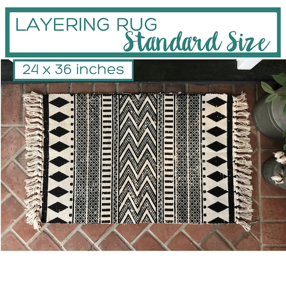 Buy Black and White Pattern Area Rug / Doormat Layering Rug .