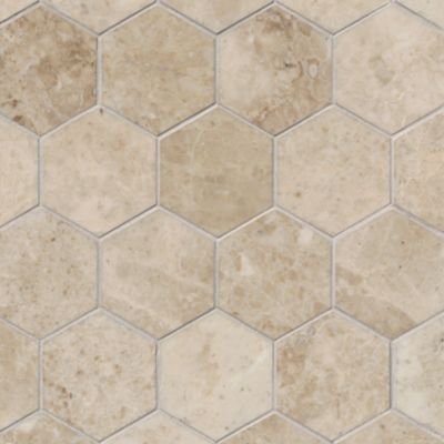 Cappuccino Polished Hex Marble Stone Wall and Floor Tile - 3 x 3 .