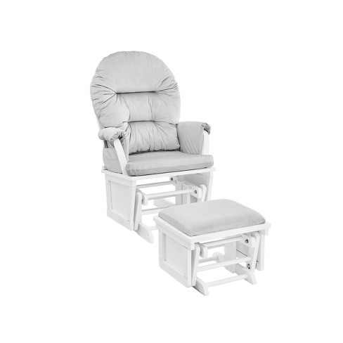 Suite Bebe Madison Glider And Ottoman - White Wood And Gray Fabric .