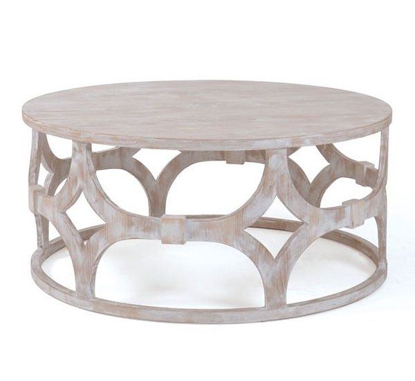 Whitewashed Round Coffee Table