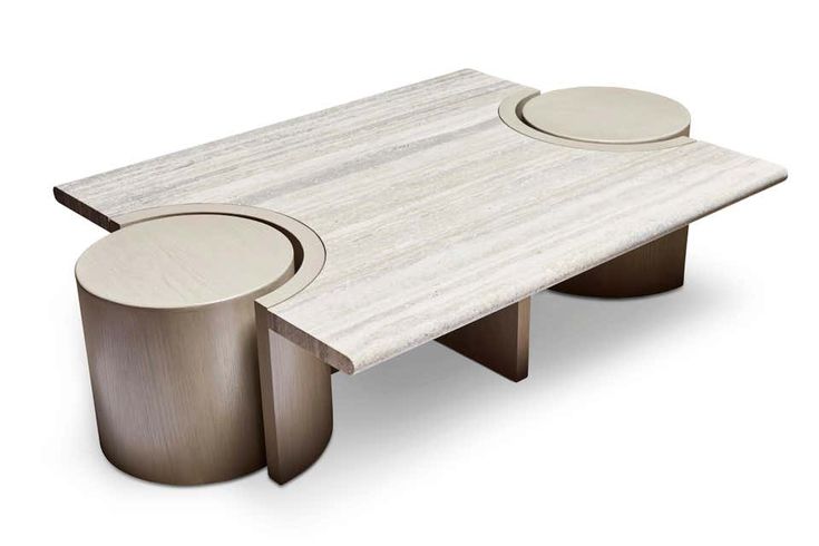 Travertine and White Washed Oak Prospect Coffee Table by Lawson .