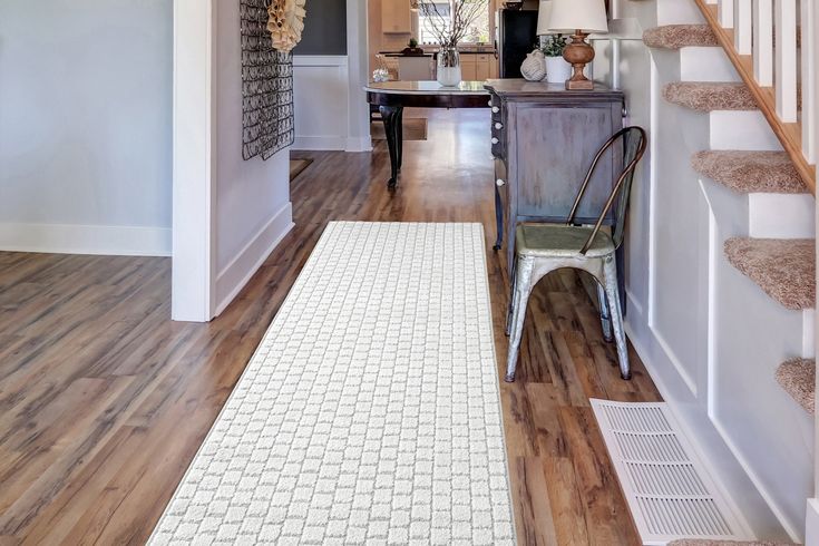 White Gray Custom Size Washable Hallway Stair Kitchen Floor - Etsy .