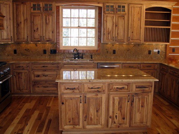 hickory wood cabinets rustic kitchen solid wood cabinets | Rustic .