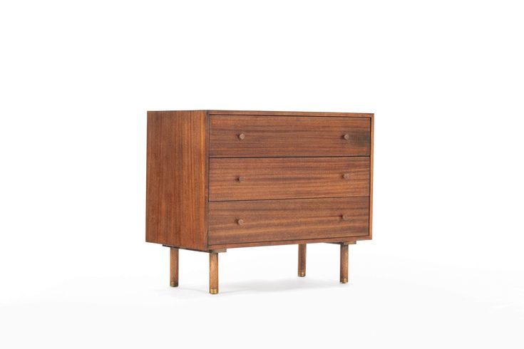 Rare Mid Century Modern Three-Drawer Dresser in Mahogany by Harvey .