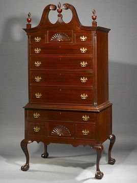 Antique Furniture, Queen Anne Style, Mahogany Highboy/Tallboy .
