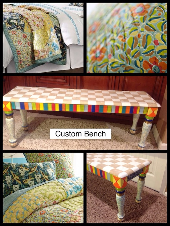 Whimsical Painted Furniture Painted Bench Painted Farmhouse - Etsy .