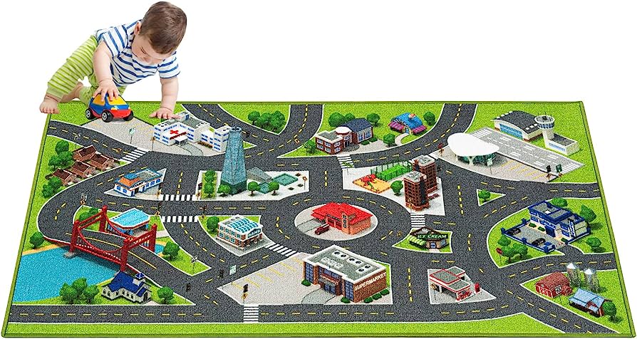 Kids Carpet Playmat City Life 3D Playroom Rug | 30 x 60 Inch Extra .