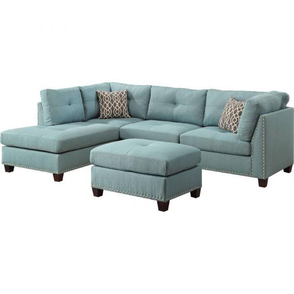 Laurissa Sectional Sofa with Left Face Chaise and Ottoman in Light .