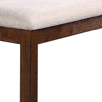 48 Inch Classic Fabric Upholstered Dining Bench, Pine Wood, Ivory .