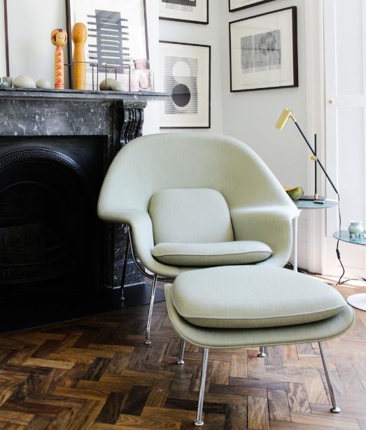 White eames womb chair in fireplace room | Home Interiors | Womb .