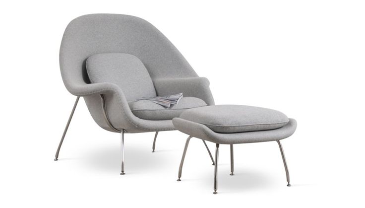 Haven Lounge Chair & Ottoman, Light Gray | Womb chair, Chair and .
