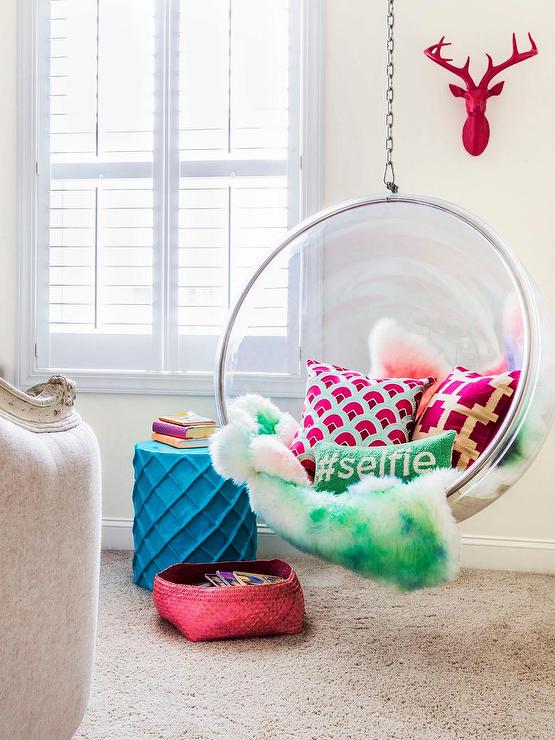 Chic Teen Girl Room with Bubble Hanging Chair - Contemporary .