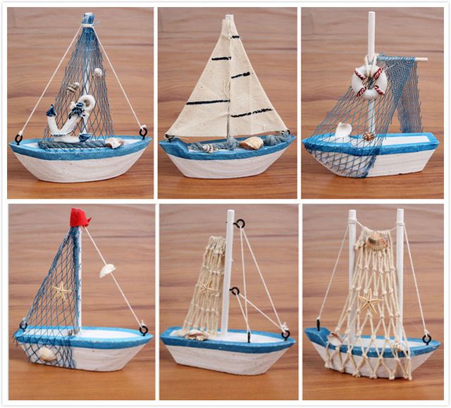 Mini sailing boat model Vogue Nautical home Decoration Cloth .