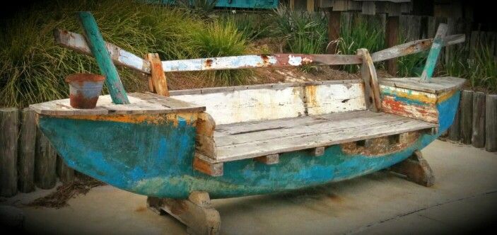 Bench made out of an old wooden boat | Boat furniture, Beach .