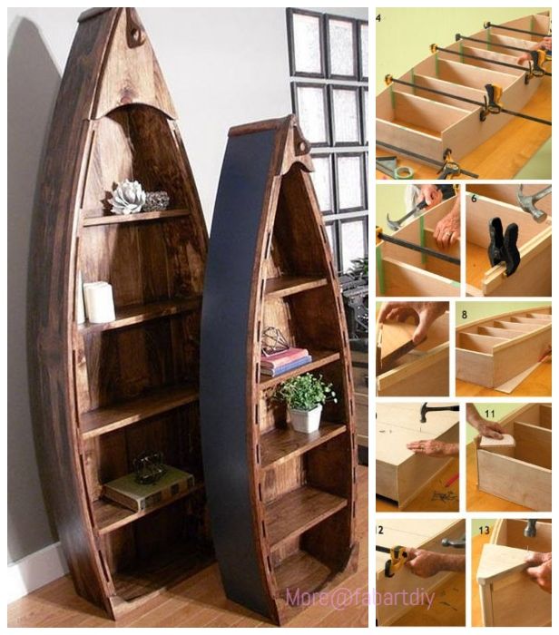 DIY Pallet Wood Boat Bookshelf Tutorial - Video | Pallet home .