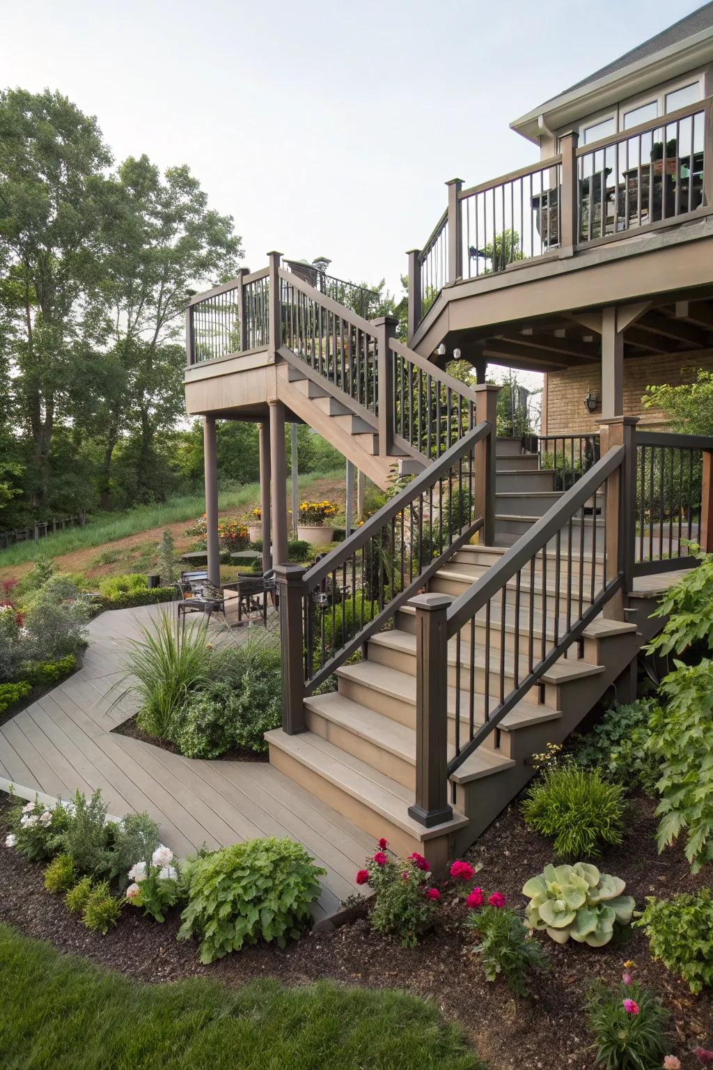 Multi-level steps for a touch of elegance and easy access