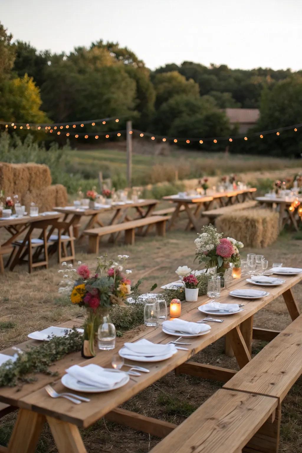 Long tables foster a sense of community and connection at weddings.