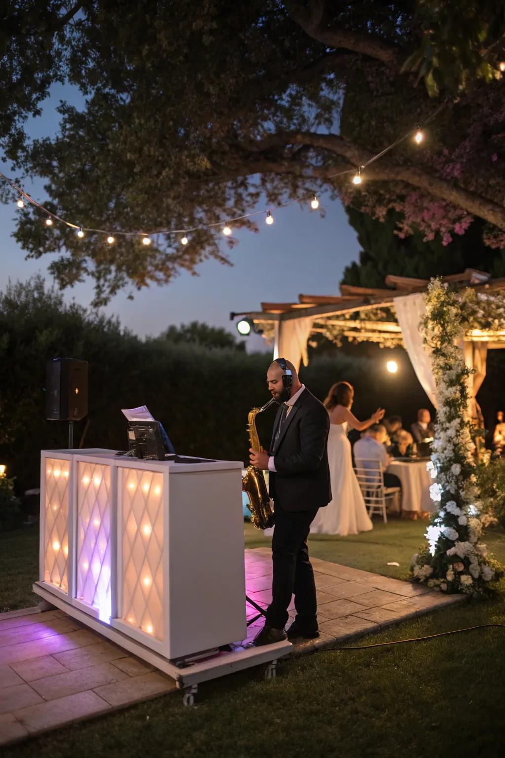 Live music integration elevates the wedding's musical experience.