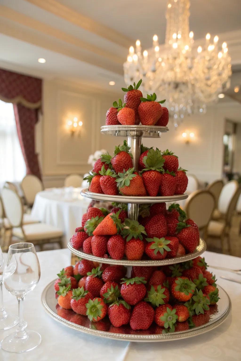 Impressive strawberry tower display