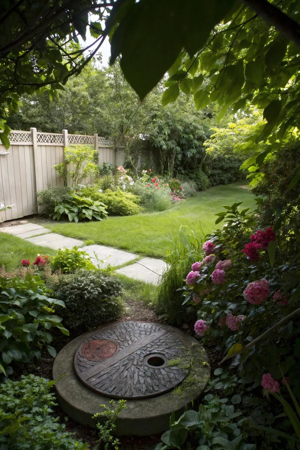 Camouflaging with plants can make your well cover blend effortlessly into the garden.