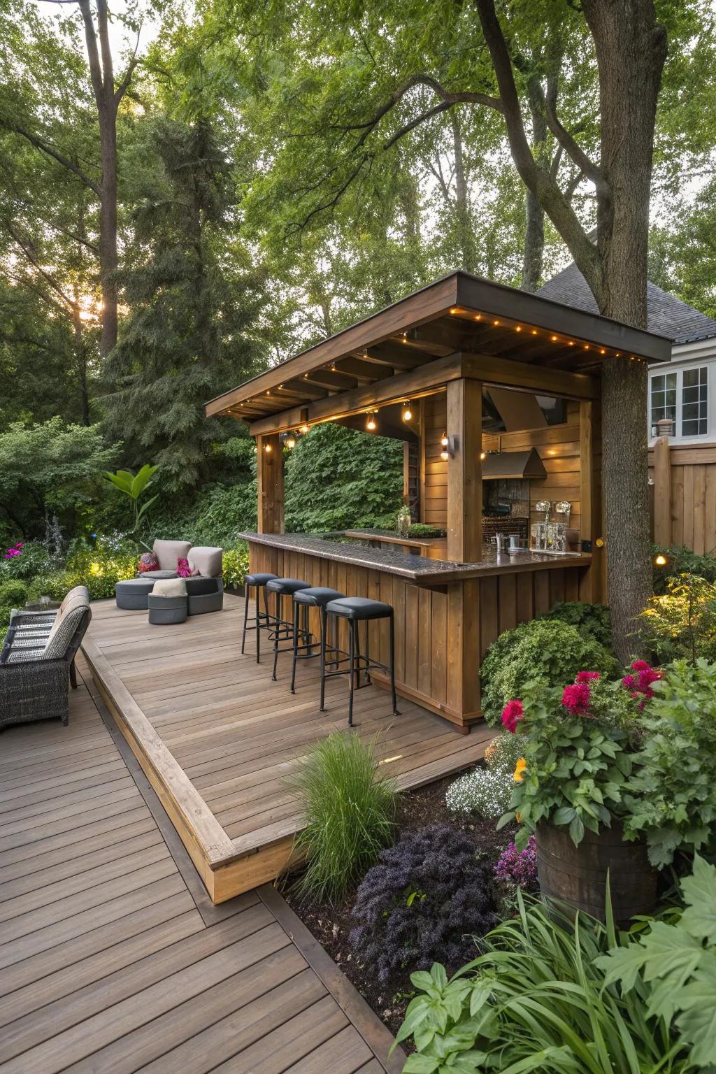 A hidden bar adds an element of surprise and functionality.