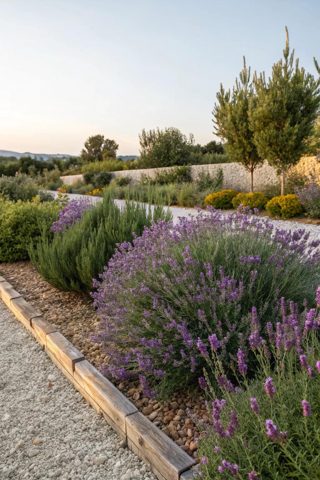 Lavender and rosemary add both beauty and fragrance.