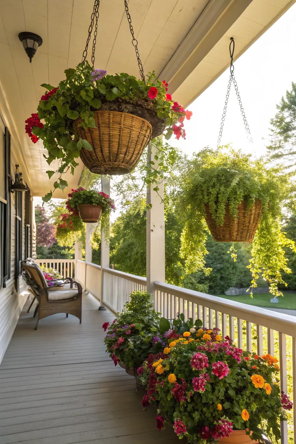Classic hanging baskets bring timeless beauty to any outdoor space.