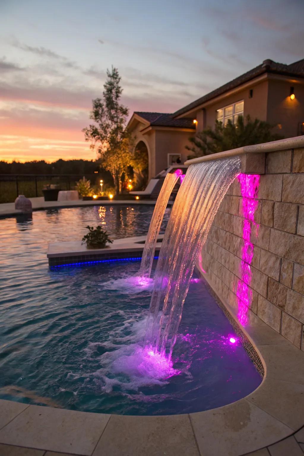 Sheer descents are perfect for a dramatic poolside effect.