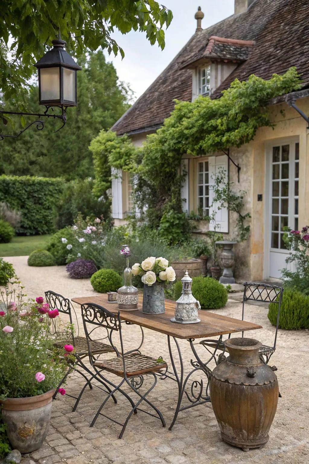 Classic French decor items add character and charm to your patio.