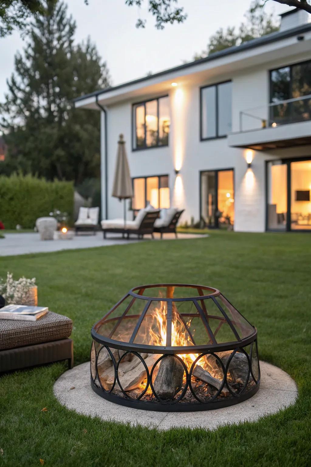 Metal and glass combinations add a sophisticated edge to your fire pit.
