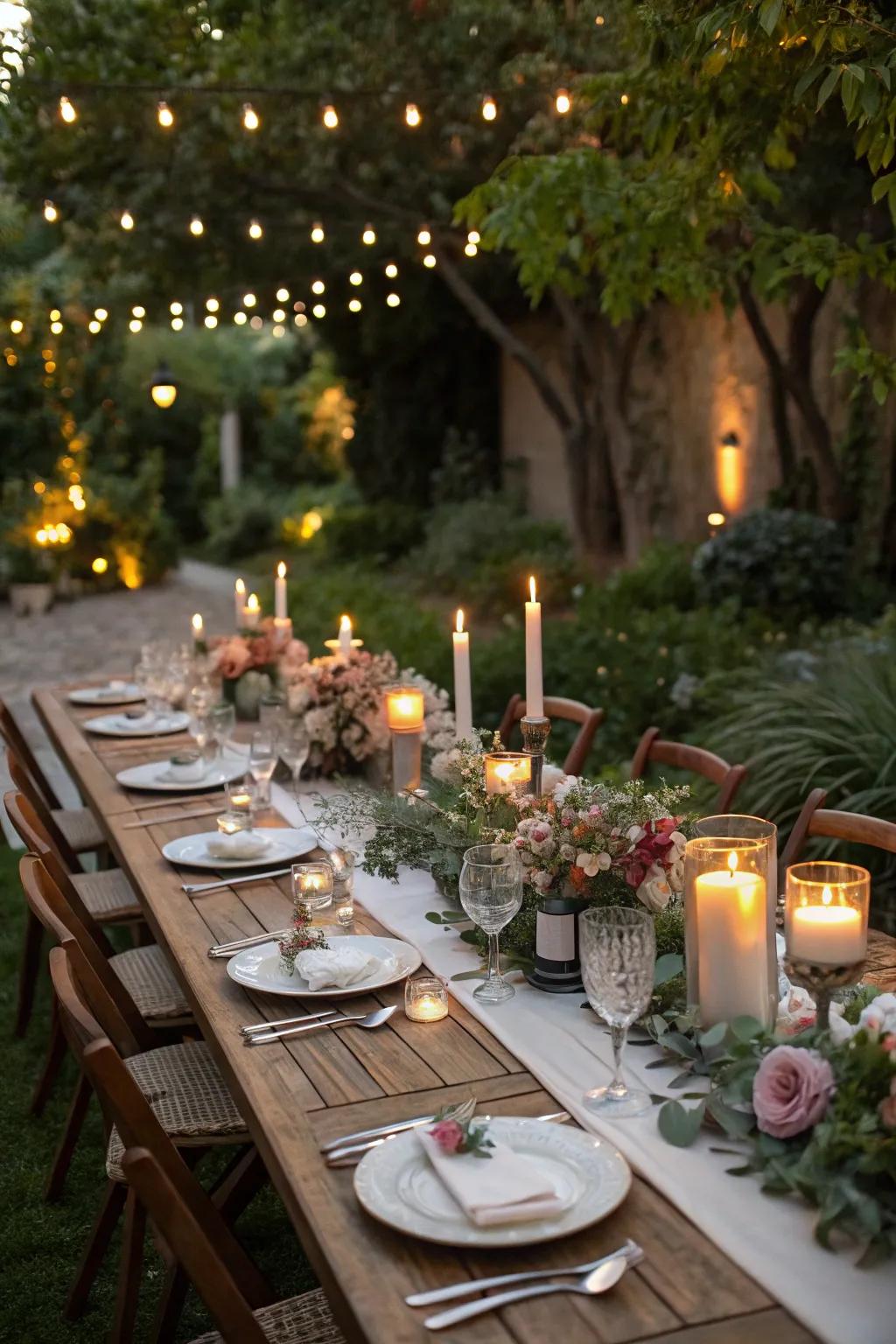 An elegant garden dinner setup perfect for a birthday celebration.