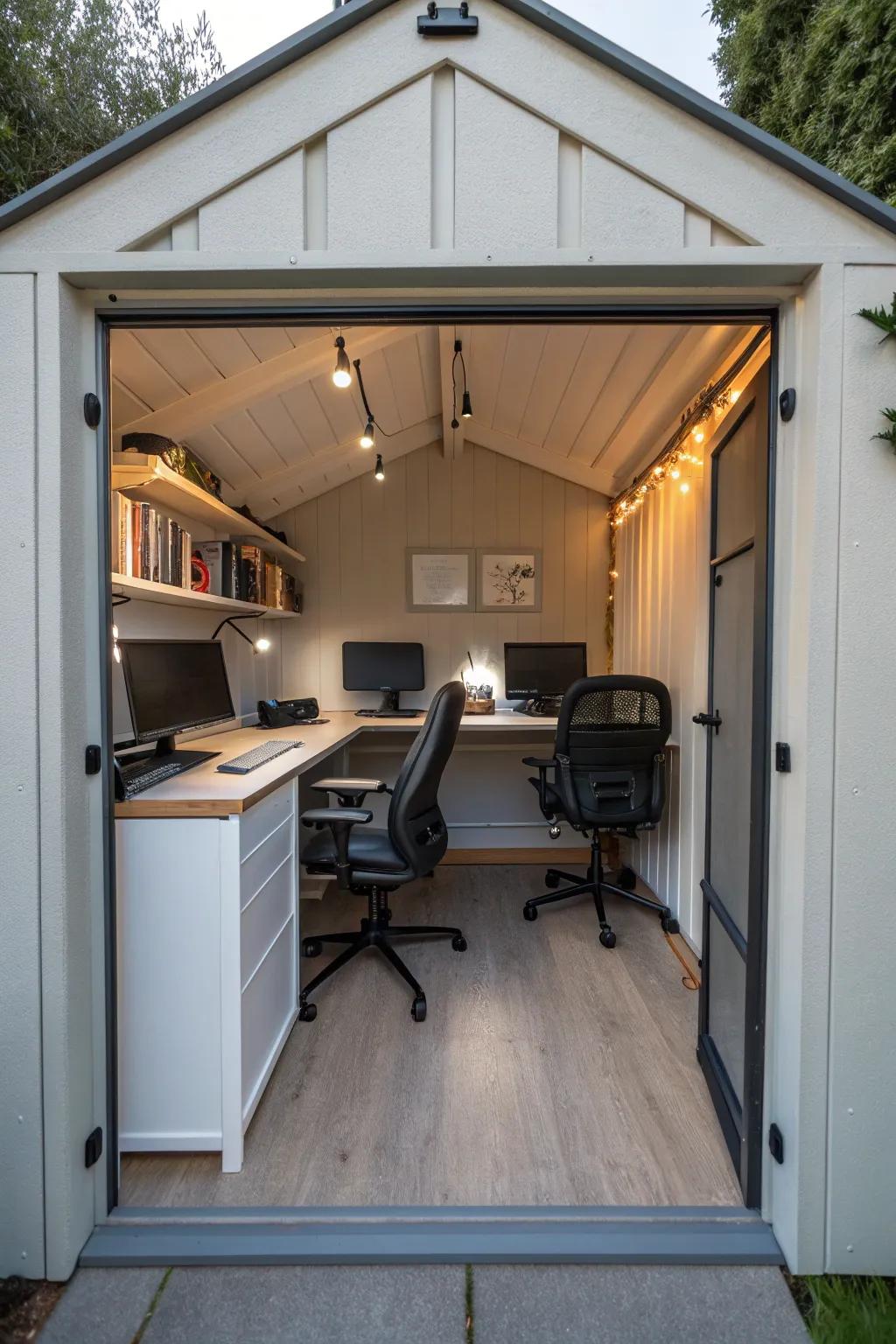 Adjustable desks provide flexibility for different learning activities.