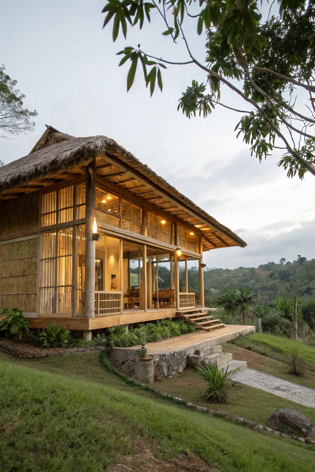 Local materials give a modern bahay kubo an authentic and sustainable touch.