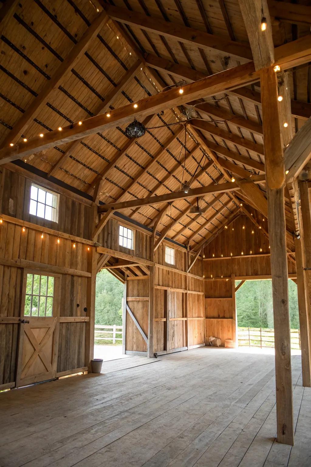 Embrace the rustic charm with exposed wooden beams and natural lighting.