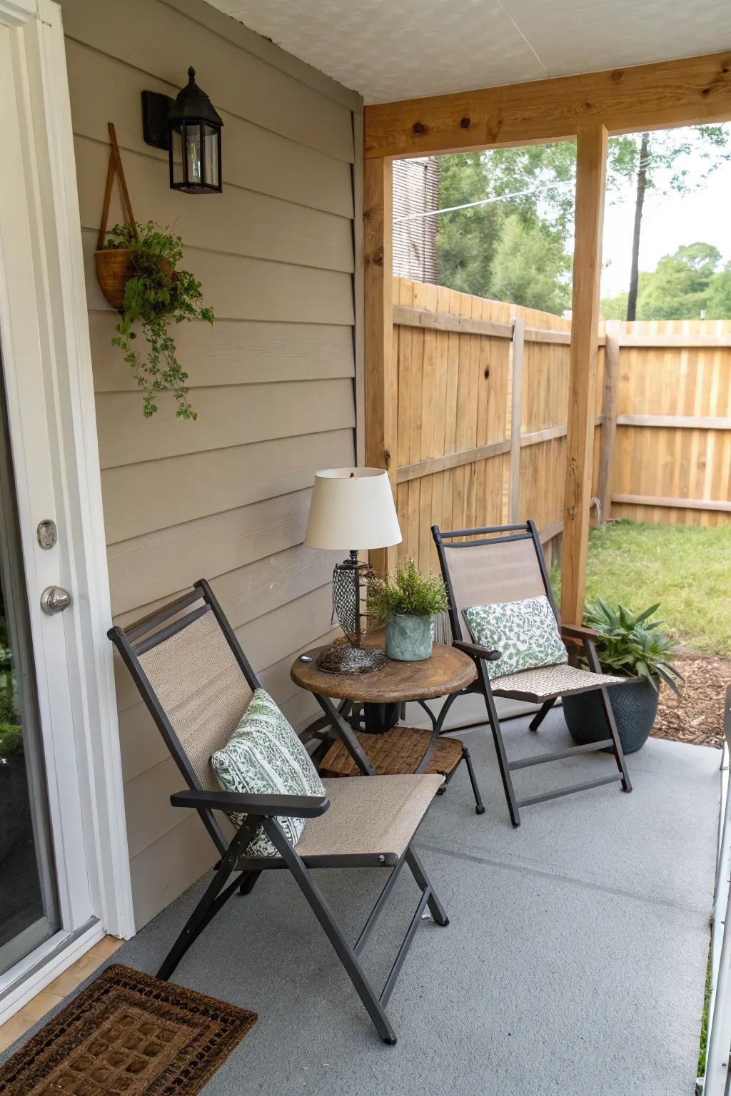 Folding chairs offer flexibility and convenience.