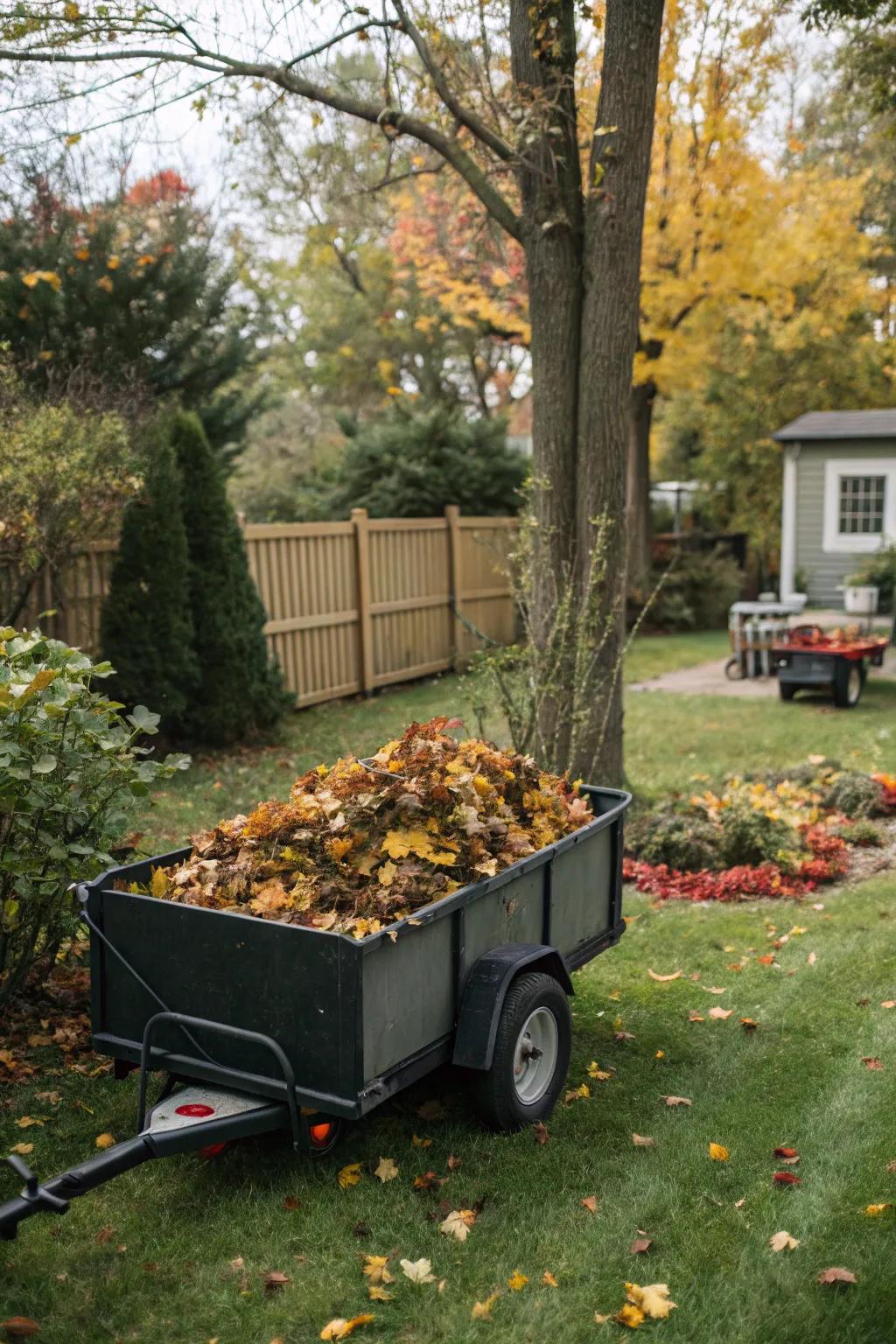 Effortlessly move mountains of leaves with a portable hauler.