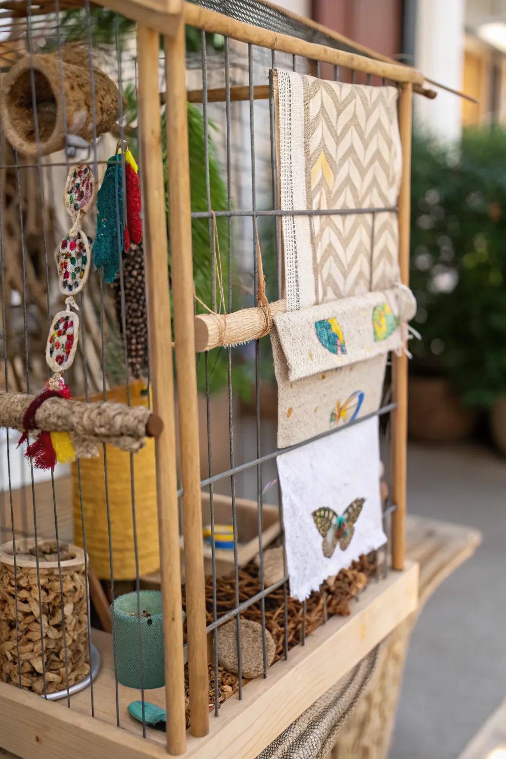 A sensory wall keeps your birds engaged.