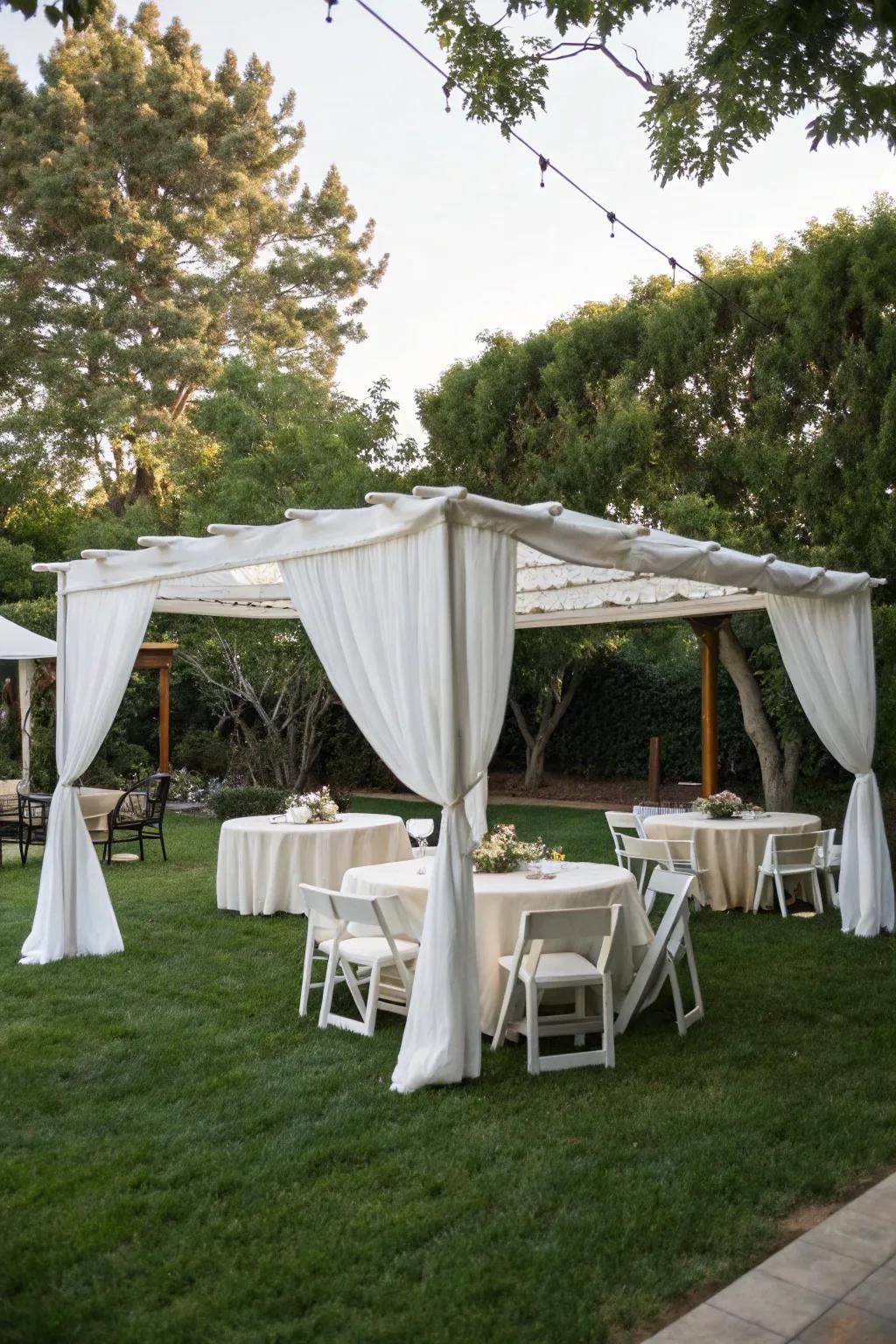Tents and canopies add elegance and provide shelter from the elements.