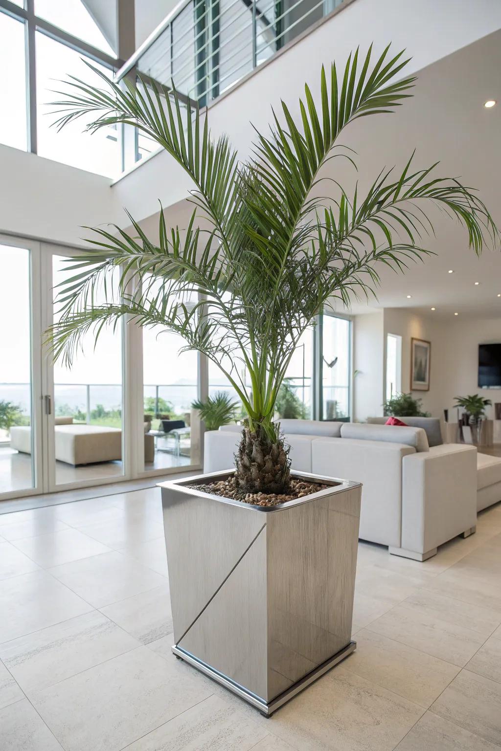 Geometric planters add a modern twist and visual interest.