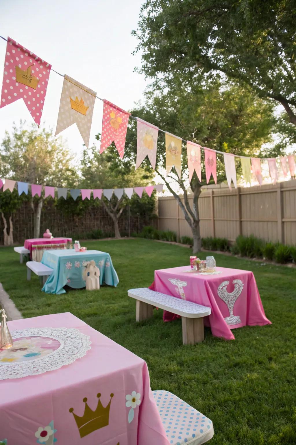 Charming princess-themed decor sets the mood for the party