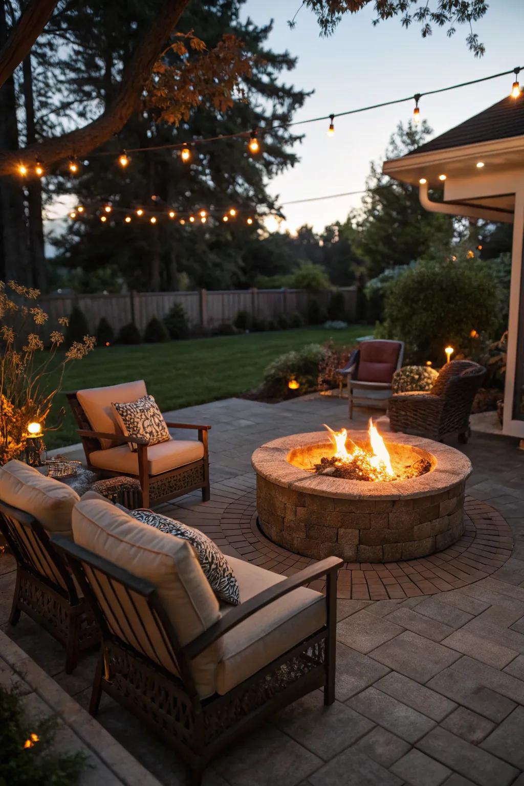 A charming fire pit setting that adds warmth and ambiance.
