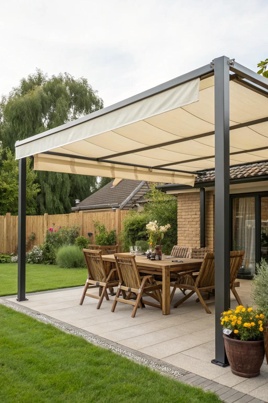 Freestanding awnings offer adaptable shade solutions.