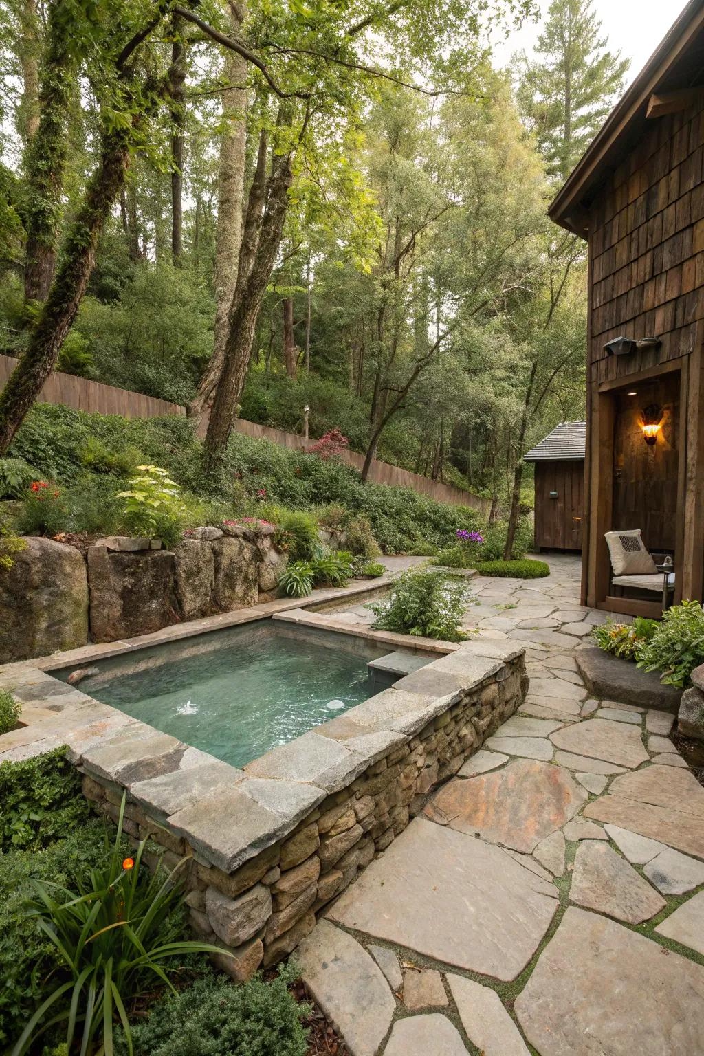 Natural elements add tranquility to your outdoor spa.