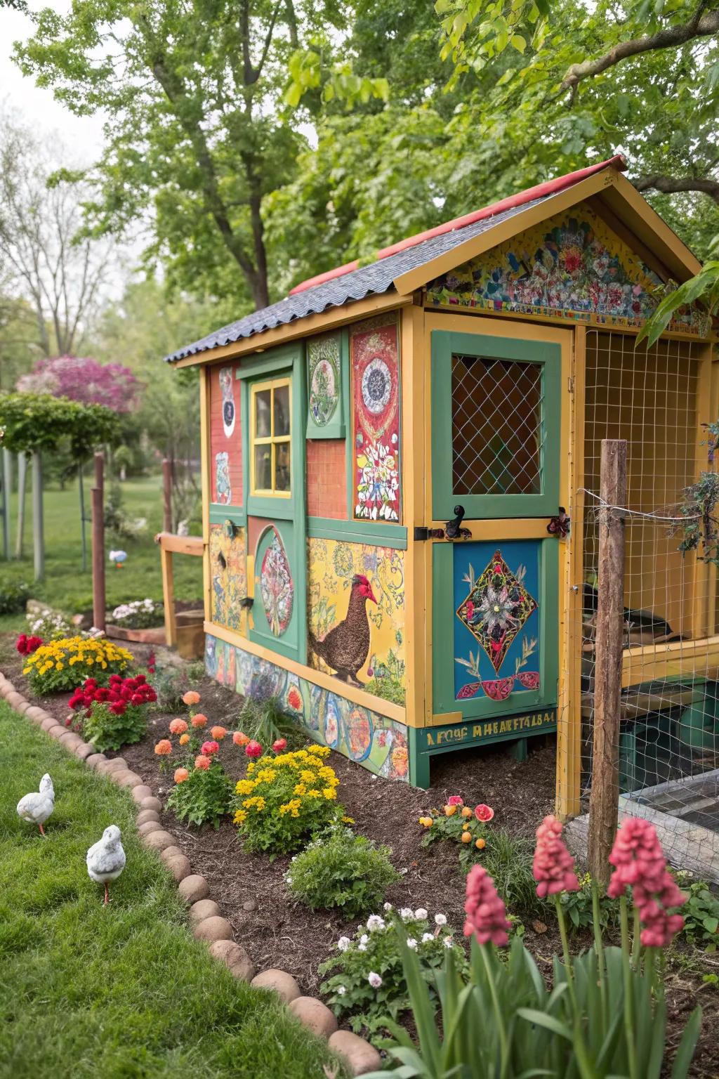 A colorful cottage coop that adds a splash of personality to your backyard.