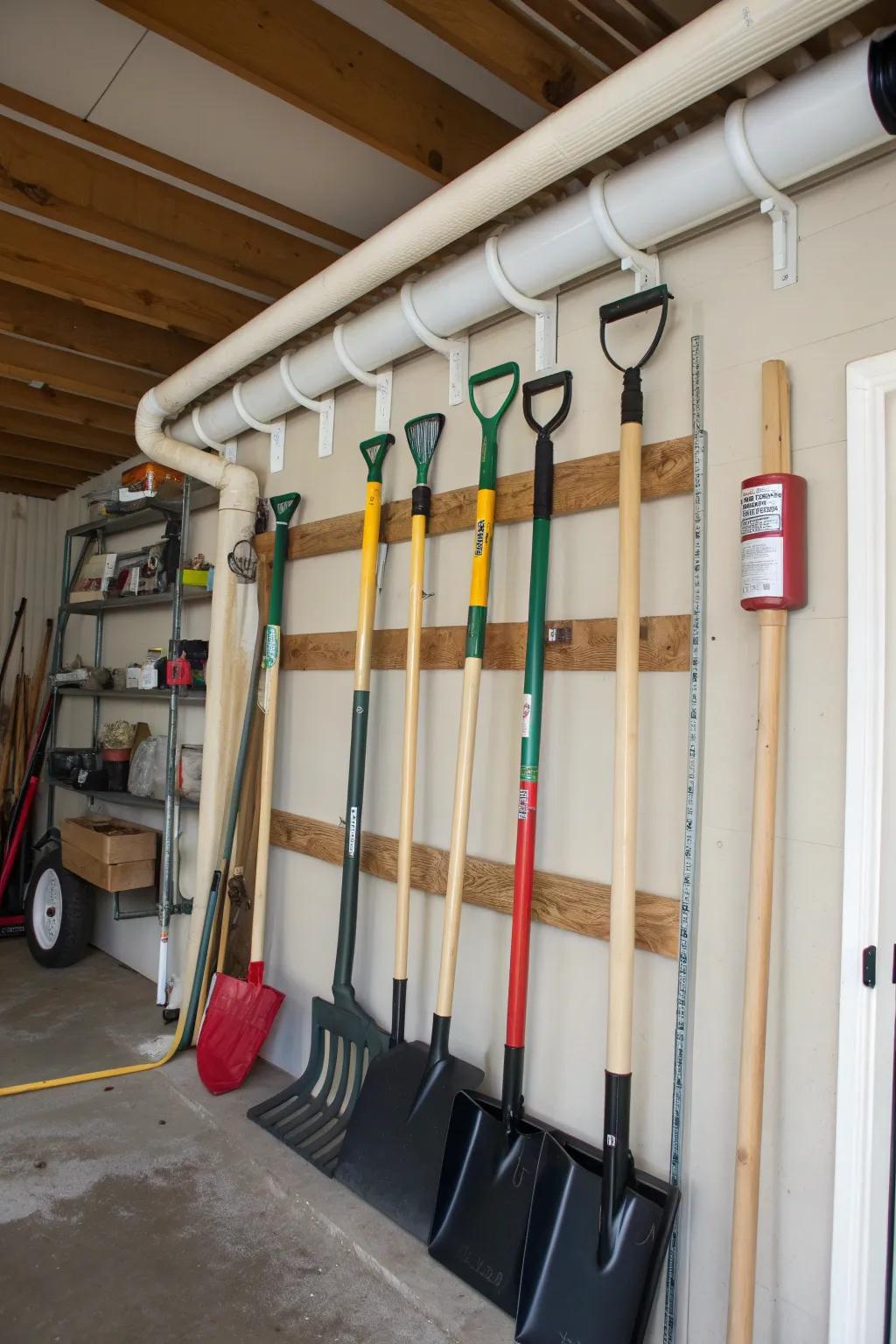 Innovate your storage with PVC pipe holders.