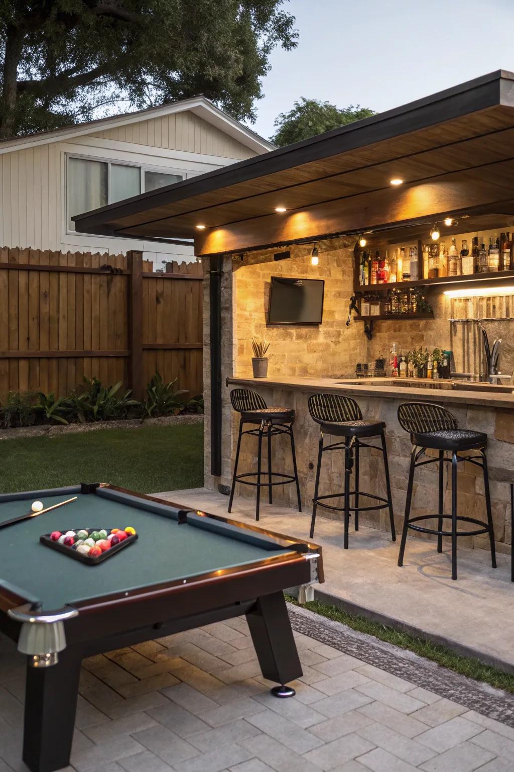 A poolside bar adds an extra layer of fun to your backyard setup.