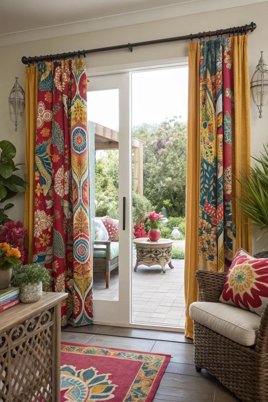 Patterned fabrics add a splash of personality.