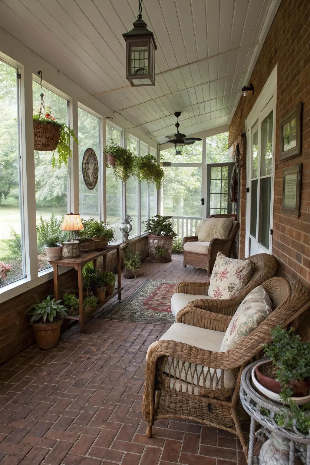 Brick pavers bring classic charm and durability to your screened porch.